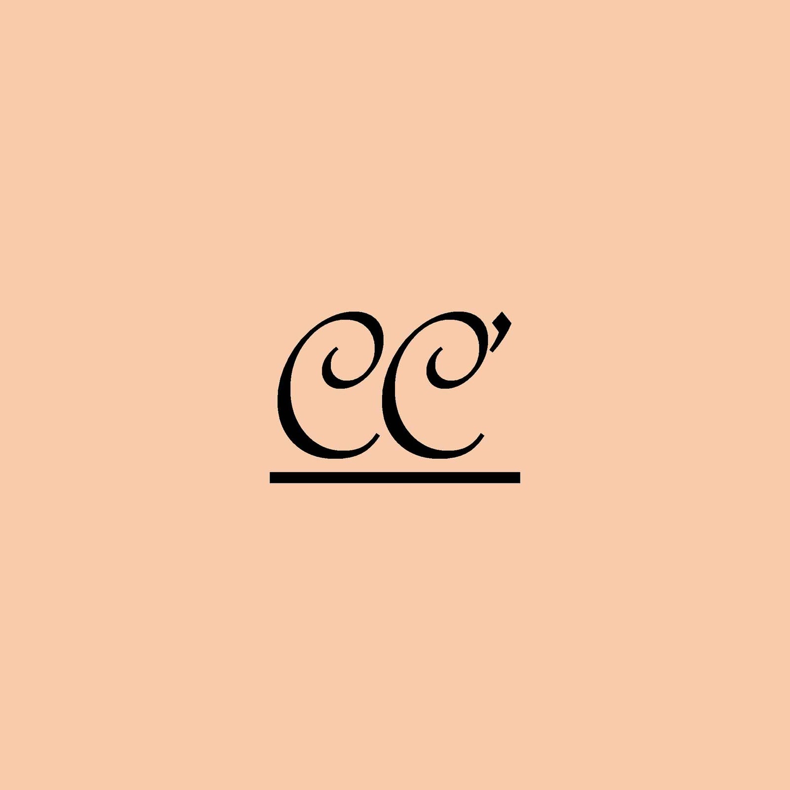 Monogram 'CC' in black on a beige background