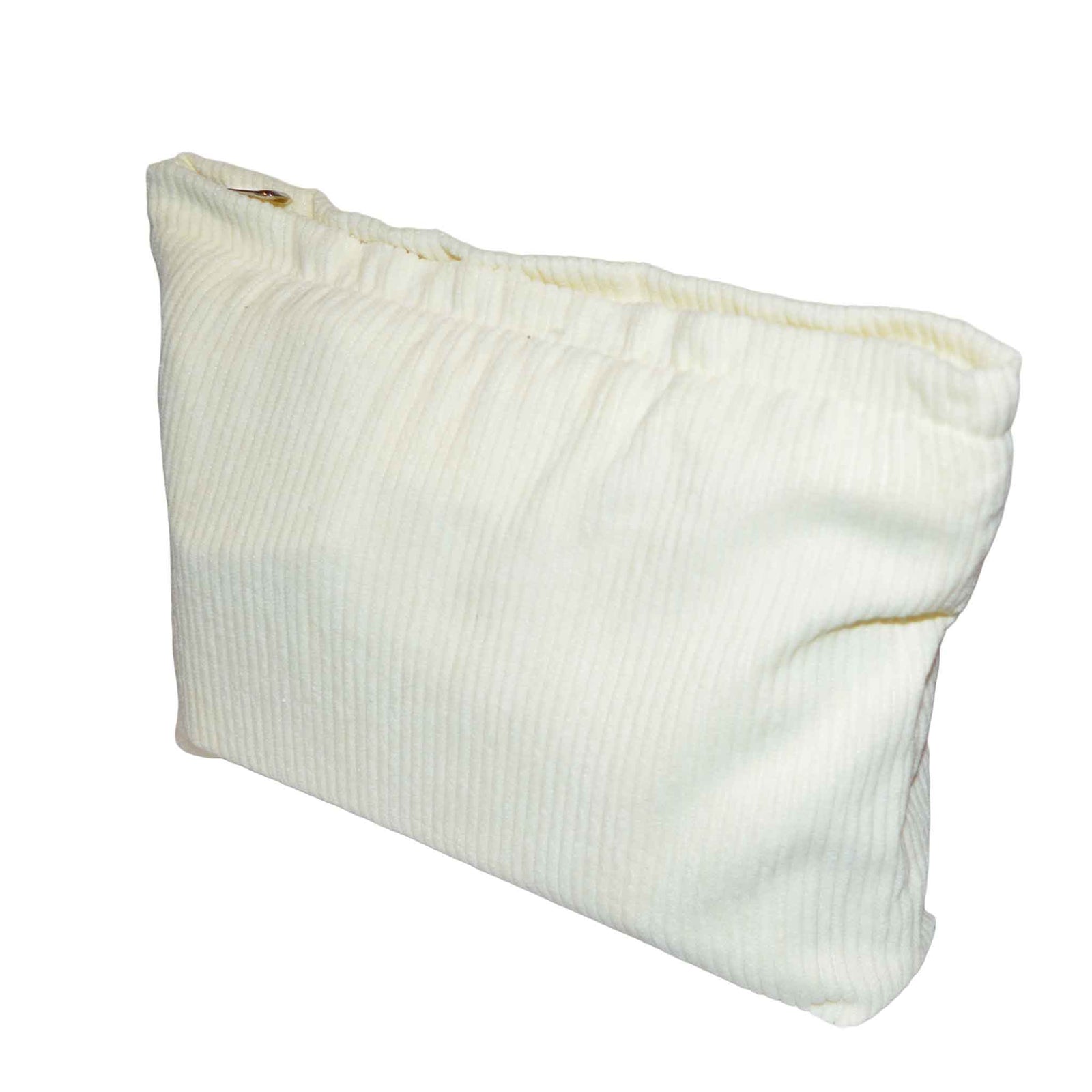 Cream corduroy bag zipped close