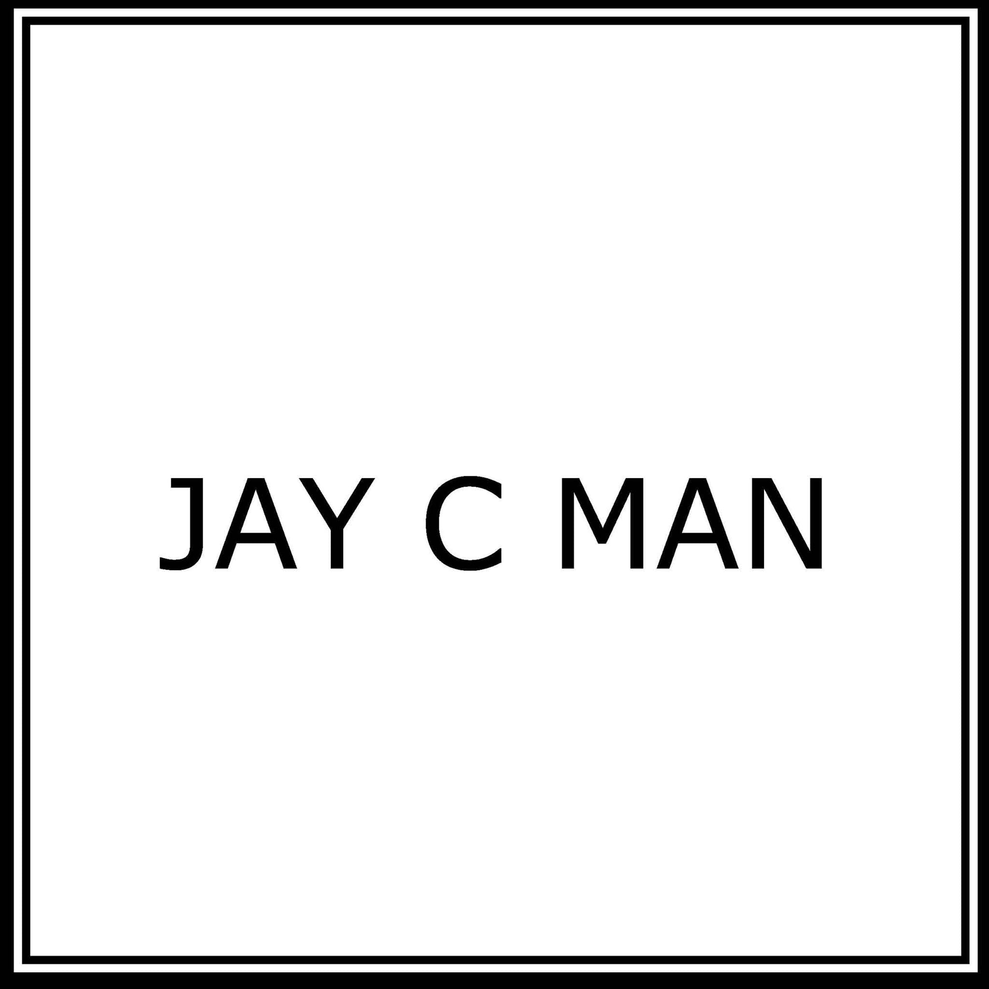 Black text 'JAY C MAN' on a white background